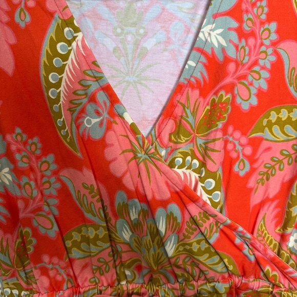 Spartina 449 Lea Midi Dress Size Medium River Club Damask Red Vacation Resort - Picture 3 of 9